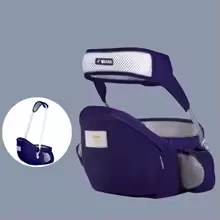 Portador de bebê de algodão estilingue assento quadril-Dark blue with Belt